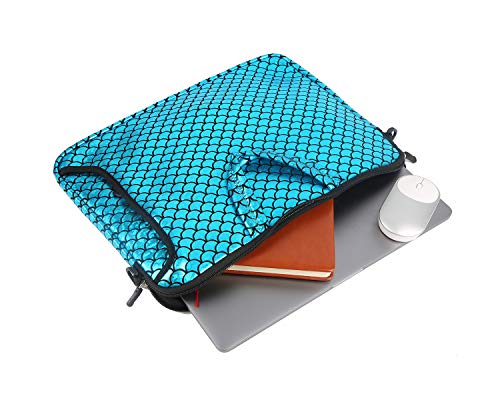 15.6-Inch Laptop Shoulder Carrying Bag Case Sleeve For 14" 15" 15.6 inch Macbook/Notebook/Ultrabook/Chromebook, Mermaid Scale (Blue) - color: Blue