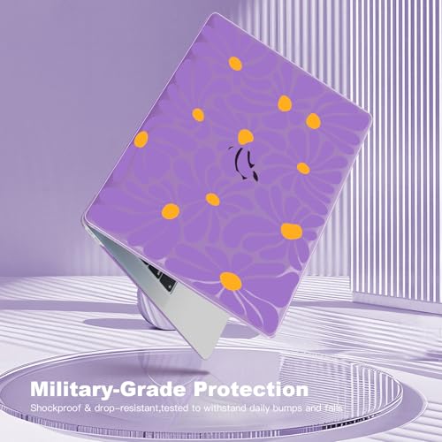 Teryeefi Compatible with MacBook Air 13 inch Case M1 2021 2020 2019 2018 Release A2337 A2179 A1932 with Touch ID, Plastic Hard Shell & Keyboard Cover & USB Adapter - Abstract Purple Flower 134 - color: Abstract Purple Flower 134