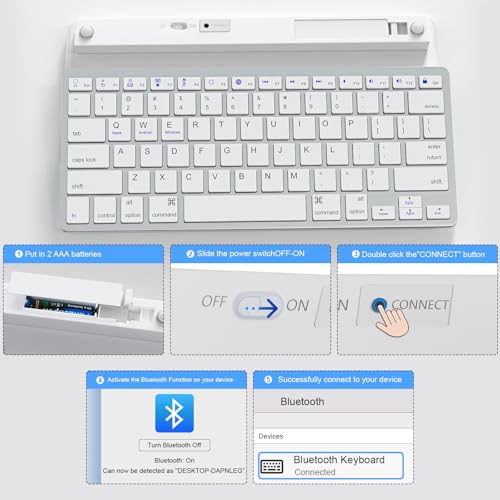 Multi-Device Bluetooth Keyboard for Mac, iPad, iPhone & Windows - Wireless for iPad Pro 12.9/11, Air, Mini, MacBook, Surface, Android Tablet - Switch 3 Devices, Auto-Reconnect, White - color: White