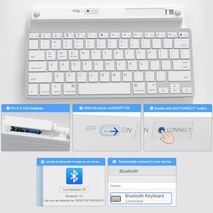 Multi-Device Bluetooth Keyboard for Mac, iPad, iPhone & Windows - Wireless for iPad Pro 12.9/11, Air, Mini, MacBook, Surface, Android Tablet - Switch 3 Devices, Auto-Reconnect, White - color: White