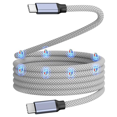 USB C Cable, Magnetic Charging Cable, 3.3ft USB C to USB C Cable Type C Cable, Type C Fast Charging Cord Nylon Braided Compatible for iPhone Mac_Book Samsung Galaxy Patent Product | Braid Retractable Type C Charger Data Cord for iPhone 17/16/15 Series, La