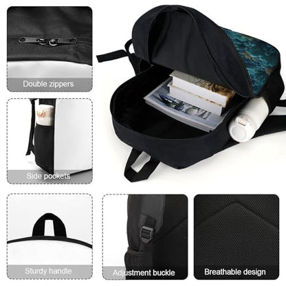 17-Inch Laptop Backpack Water-Resistant The Dragon King Daypack with Shoulder Strap Lightweight Casual Rucksack for Travel Commuter Hiking Outdoor Activities 20l Black