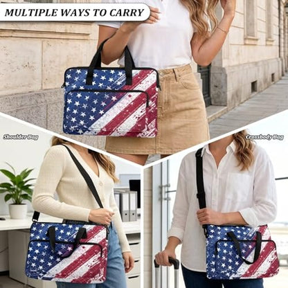 Laptop Sleeve, Laptop Cover with Adjustable Strap Computer Bag Tablet Notebook Sleeves Handbag Messenger Briefcase - color: American Flag Prints