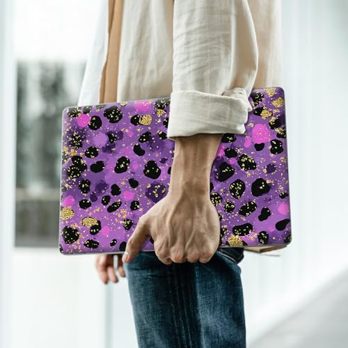 Reusable Universal Laptop Skin Sticker, Cut to Fit for 11.6–15.6 Inch Laptops, Waterproof Protective Film, No-Residue - Purple Glitter Leopard - color: Purple Glitter Leopard