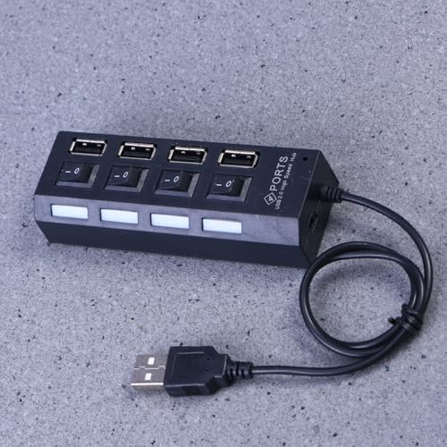 Vaguelly Portable USB Hub Ports with Individual LED Power Indicators and Switches High-Speed Mbps Data Transfer Expansion Hub for Laptop PC Desktop Compatible with Windows Operating System