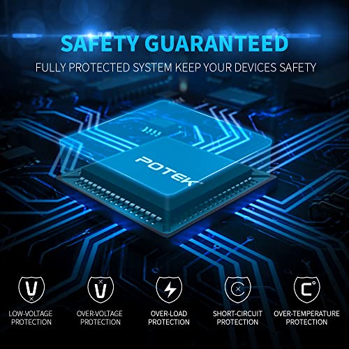 POTEK 500W Car Power Inverter DC 12V to AC 110V with 2AC outlets and 2A USB Port - size: 500W