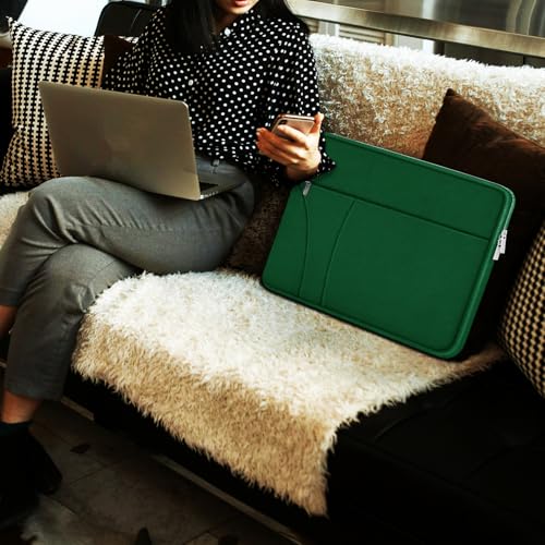14 inch Laptop Sleeve, Traveling Laptop Case with Zippered Pocket, Shockproof Protective Carrying Briefcase Computer Bag for 14" MacBook Air/Pro, HP, Dell, Lenovo, Acer, Dark Green - color: Dark Green, size: 14 inch