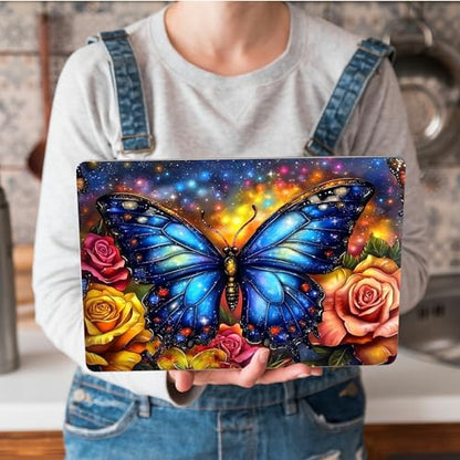 Universal Laptop Skin Sticker with 2 Wrist Pad Skins, Waterproof Scratch Resistant Vinyl Laptop Cover Decal, Cut to Fit for 11–15.6 Inch MacBook HP Dell Lenovo, Rose Blue Butterfly - color: Rose Blue Butterfly