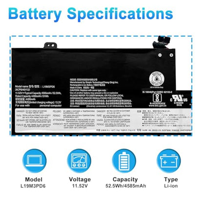 L19M3PD6 L19C3PD6 L19D3PD6 Laptop Battery Replacement for Lenovo ideapad Flex 5-14IIL05 5-14ITL05 5-14ARE05 5-14ALC05 5-15IIL05 5-15ALC05 81X1 81X2 81X3 82HU 82HT 82HV L19L3PD6 (11.52V 52.5Wh) - size: 10.23*3.34*0.39inch L19M3PD6