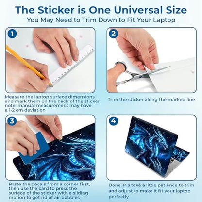 Reusable Universal Laptop Skin Sticker, Cut to Fit for 11.6–15.6 Inch Laptops, Waterproof Protective Film, No-Residue - Night Sky Blue Dragon - color: Night Sky Blue Dragon