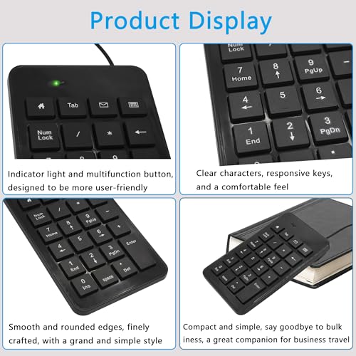 USB Numeric Keypad 23-Key 5FT Cable Plug & Play Portable | Plug & Play, Portable for Office/Home/Travel, Fast Data Entry