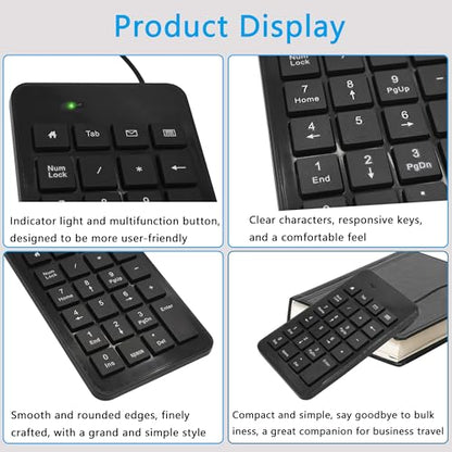 USB Numeric Keypad 23-Key 5FT Cable Plug & Play Portable | Plug & Play, Portable for Office/Home/Travel, Fast Data Entry