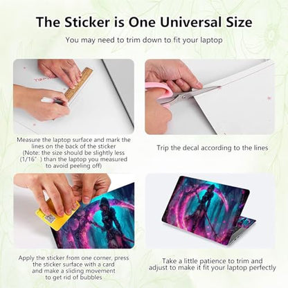 Laptop Skin Sticker Decal, Universal Reusable Vinyl Laptop Cover for 12" 13" 13.3" 14" 15" 15.4" 15.6" Notebook PC, Waterproof Scratch-Resistant with 2 Wrist Pads, Easy to Apply & Remove,Art Womens - color: Art Womens