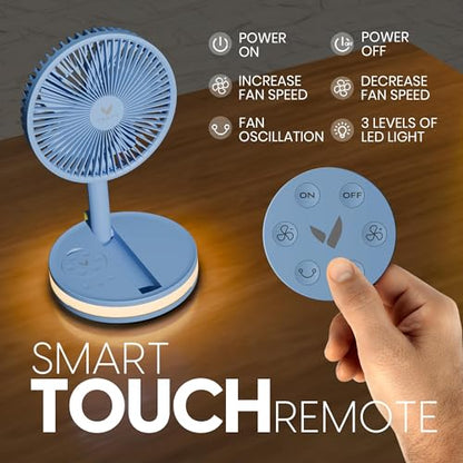 VENTY Portable Fan - Wireless Battery Operated Fan - 4 Speeds - LED Lighting - Carry Case & Remote Control - Cruise Travel - Outdoor Travel RV Power Bank With USB-C Port (Blue with Case) - color: Blue