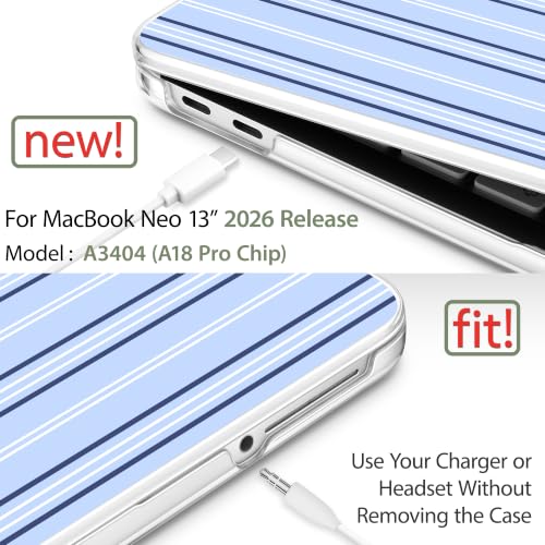 Compatible with MacBook Neo 13 inch (2026 Release A3404) (A18 Pro) with Liquid Retina Display, Printed Slim Protective Case with Screen Protector & Keybaord Cover, Blue Lines - color: Blue lines