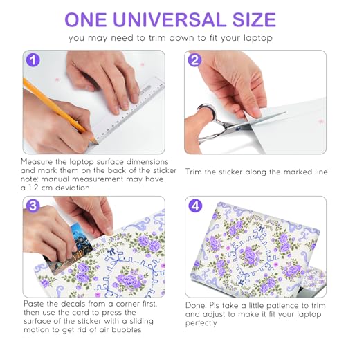 DINKY Laptop Skin Sticker Decal 15.6" 15.4" 12" 13" 13.3" 14" 15 inch Laptop Universal Vinyl Skin Stickers Cover Art Decal Notebook PC Personalized Protector, Purple Flower Bow - color: Purple Flower Bow