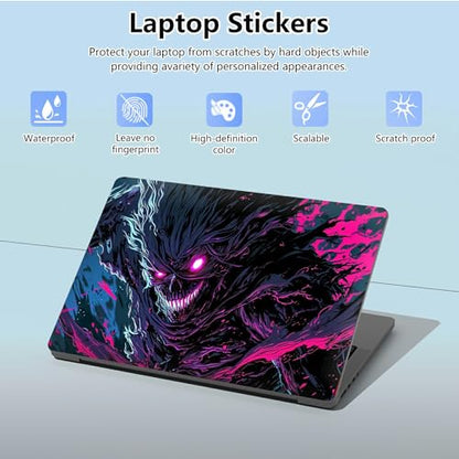 Universal Laptop Skin Sticker with 2 Wrist Pad Skins, Waterproof Scratch Resistant Vinyl Laptop Cover Decal, Cut to Fit for 11–15.6 Inch MacBook HP Dell Lenovo, Devil - color: Devil
