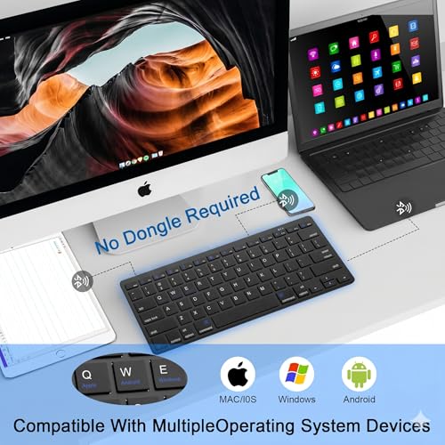 Multi-Device Bluetooth Keyboard for Mac, iPad, iPhone & Windows - Wireless for iPad Pro 12.9/11, Air, Mini, MacBook, Surface, Android Tablet - Switch 3 Devices, Auto-Reconnect, Black - color: Black
