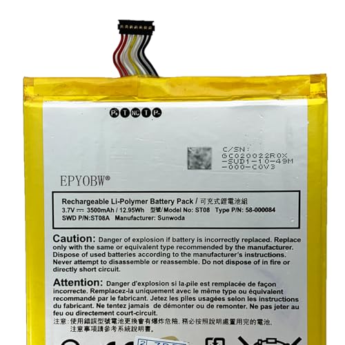 58-000084 Laptop Battery 12.95Wh 3500mAh Compatible with Fire HD 7" 4th Gen 2014 SQ46CW B00IKPW0UA B00IKPYKWG Series Laptop MC-347993 ST08 ST08A 3.7V