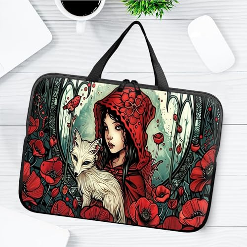 14" 15" Laptop Handle Bag Computer Bag,14.2" 15.4 inch Pouch Holder Notebook Sleeve Cover Compatible for Dell,Lenovo,Toshiba HP, Asus Notebook Messenger Briefcase-Girl White Fox - color: Girl White Fox