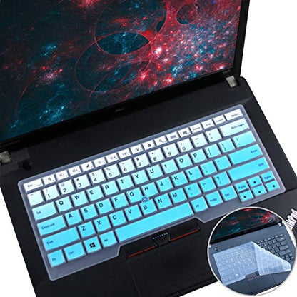 2 Pack Keyboard Cover for Lenovo ThinkPad X1 Carbon 14" 2017-2019 5th/6th/7th, X1 Yoga 2017 Gen, New S2, A475 L460 L470 T460 T460p T460s T470 T470p T470s 14 Inch - color: OmbreBlue+Clear