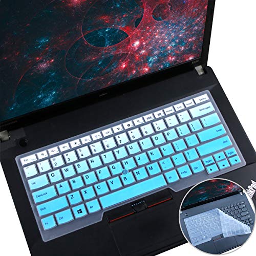 2 Pack Keyboard Cover for Lenovo ThinkPad X1 Carbon 14" 2017-2019 5th/6th/7th, X1 Yoga 2017 Gen, New S2, A475 L460 L470 T460 T460p T460s T470 T470p T470s 14 Inch - color: OmbreBlue+Clear
