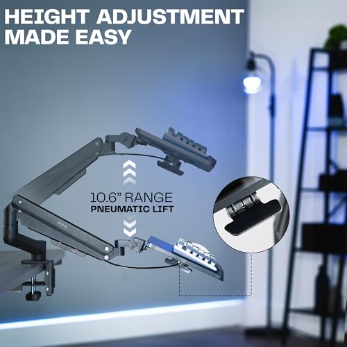 VIVO Sit-Stand 24 Inch Pneumatic Spring Keyboard and Mouse Tray Clamp-on Desk Mount, Counterbalance Height Adjustable Typing Platform, Ergonomic Tilt, Black, MOUNT-KB35CP - size: 37.8” extension, style: Desk Clamp