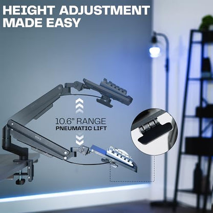 VIVO Sit-Stand 24 Inch Pneumatic Spring Keyboard and Mouse Tray Clamp-on Desk Mount, Counterbalance Height Adjustable Typing Platform, Ergonomic Tilt, Black, MOUNT-KB35CP - size: 37.8” extension, style: Desk Clamp