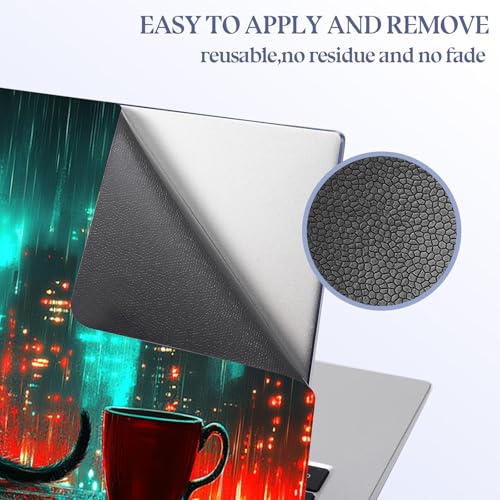 Universal Laptop Skin Sticker Decal,15.6 Inch Laptop Vinyl Cover for 13" 14" 15.6" Laptop,Scratch-Resistant Waterproof Protector Wrap,Reusable with Wrist Pads,Cyberpunk Cat Red Cup - color: Cyberpunk Cat Red Cup