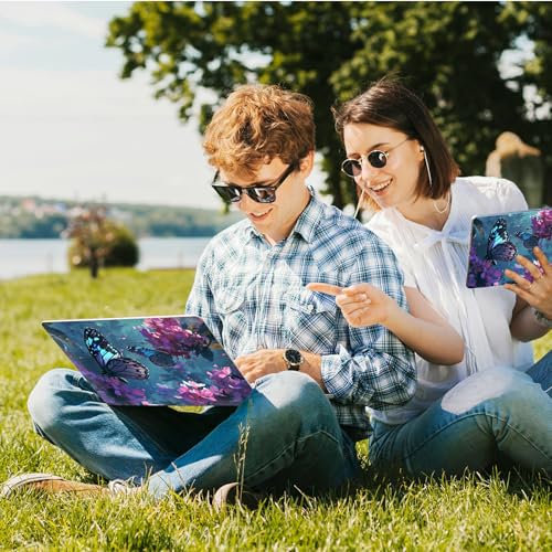 Universal Laptop Skin Sticker with 2 Wrist Pad Skins, Waterproof Scratch Resistant Vinyl Laptop Cover Decal, Cut to Fit for 11–15.6 Inch MacBook HP Dell Lenovo, Flowers Butterfly - color: Flowers Butterfly
