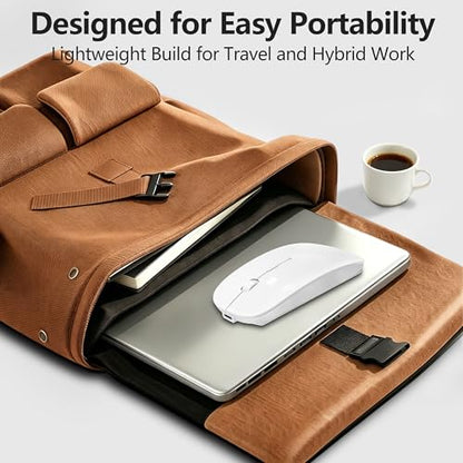 Silent Bluetooth Wireless Mouse with Jiggler, Rechargeable Portable Mouse for MacBook, iPad, Laptop & PC, Dual Mode BT5.2 and 2.4G, USB-C/USB-A Receiver, Adjustable DPI Compact Travel Mouse -White - color: White