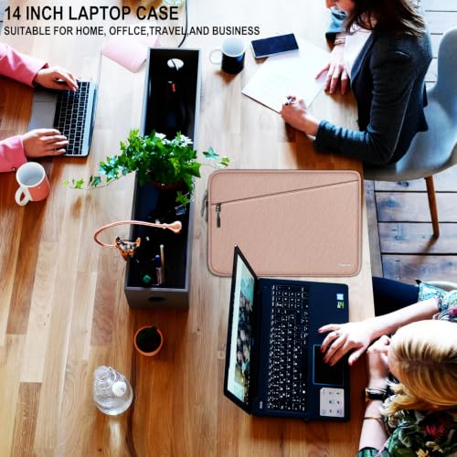 Laptop Sleeve Case 14 inch, Traveling Laptop Case with Pocket, Shockproof Protective Carrying Notebook Bag Compatible for 14 Inch MacBook Air/Pro, HP, Lenovo, Dell, ASUS, Acer, Light Pink - color: Light Pink, size: 14 Inch