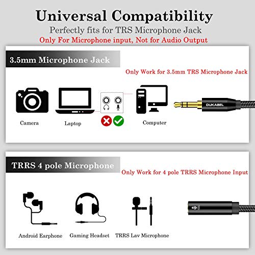 TRRS to TRS Adaptor, Microphone Adapter for Camera - 30CM | TRRS Female to TRS Male, for Camera, PC, TRRS Lav Microphones, ONLY for Microphone input, Not for Audio output - size: TRRS Female to TRS Male