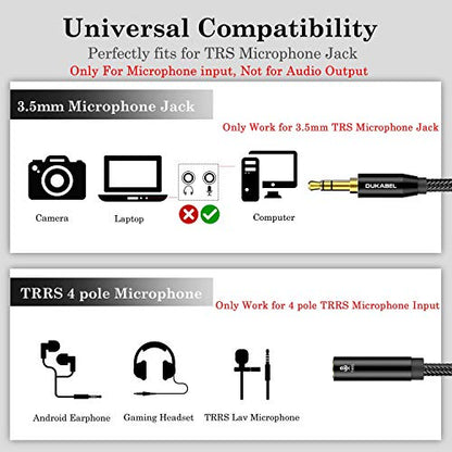 TRRS to TRS Adaptor, Microphone Adapter for Camera - 30CM | TRRS Female to TRS Male, for Camera, PC, TRRS Lav Microphones, ONLY for Microphone input, Not for Audio output - size: TRRS Female to TRS Male