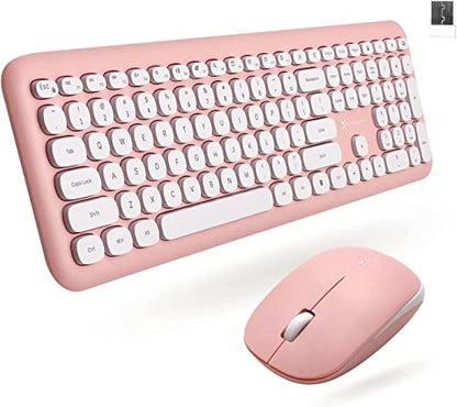 X9 Pink Keyboard and Mouse Wireless | Cute Wireless Keyboard and Mouse Combo - Transform Your Space with a Colorful Keyboard and Mouse Set for PC Laptop and Chrome (Pink/White) - color: Pink | White