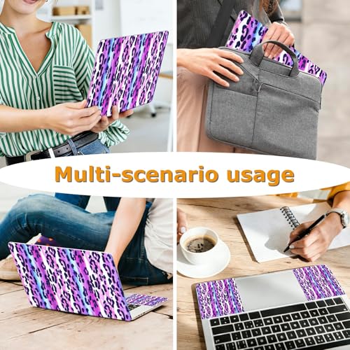 Universal Laptop Skin Sticker with 2 Wrist Pad Decals, 3-Piece Removable Vinyl Laptop Cover, Purple Leopards Waterproof Anti-Scratch, Easy-Trim Fit for 13.3" 14" 15.6" Laptops - color: Purple Leopards