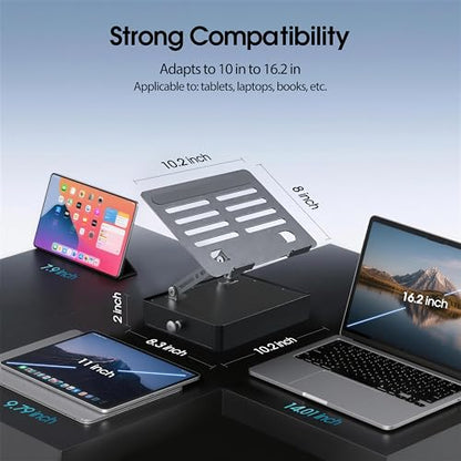 Laptop Stand with Storage Drawer, Heavy-Duty Metal Laptop Riser for Desk, Ergonomic Height & Angle Adjustment for 10–16.2″ Laptops, Gray - color: Gray