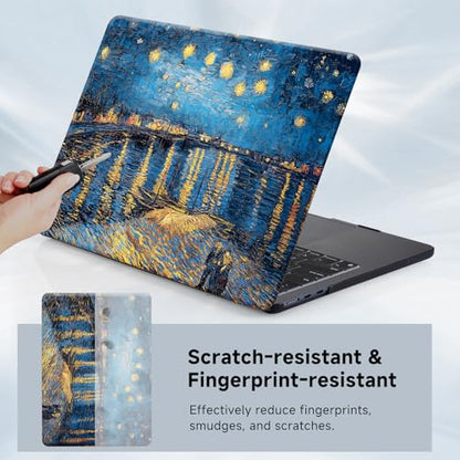 Funut Compatible with MacBook Air 13 inch Case 2021 2020 2019 2018 Model A2337 M1 A2179 A1932 Plastic Hard Shell Case Protective Cover for MacBook Air 13 with Touch ID, Starry Night - color: 1 Starry Night Over the Rhone, size: Mac Air 13" 2018-2022(A1932