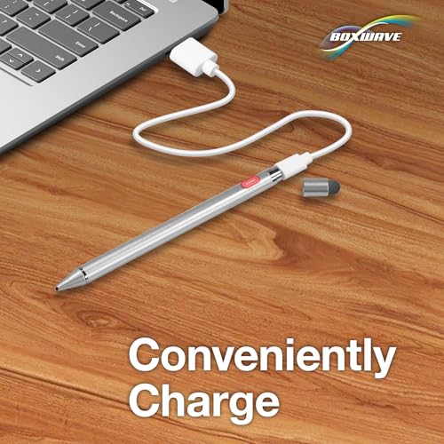 BoxWave Stylus Pen Compatible with Dell XPS 13 2-in-1 (9365) - AccuPoint Active Stylus, Electronic Stylus with Ultra Fine Tip - Metallic Silver