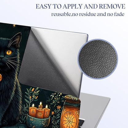 Universal Laptop Skin Sticker Decal,15.6 Inch Laptop Vinyl Cover for 13" 14" 15.6" Laptop,Scratch-Resistant Waterproof Protector Wrap,Reusable with Wrist Pads,Witchy Black Cat Crescent Moon - color: Witchy Black Cat Crescent Moon