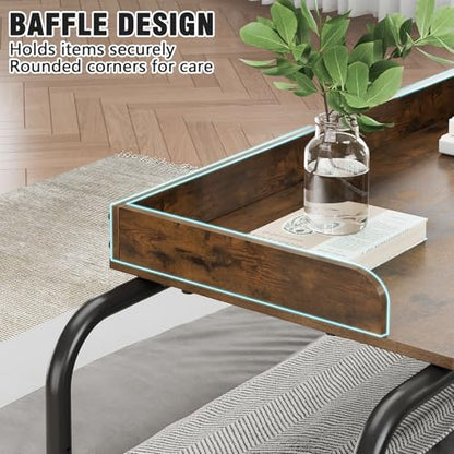 GiftGo Over Bed Table with Wheels, Recliner Table Bed Desk, Adjustable Height and Length Laptop Table with Storage Drawer Metal Leg for Bedroom Home Office Hospital (Rustic Brown, 39.3" to 55.1") - color: Rustic Brown