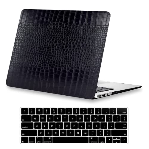 Compatible with Crocodile MacBook Pro 13 Inch Case 2026 2022-2016 M2 M1 A2338 A2289 A2251 A2159 A1989 A1706 A1708, Textured Aligator Skin Snakeskin PU Leather Hardshell & Keyboard Cover, Black - color: # Black Crocodile
