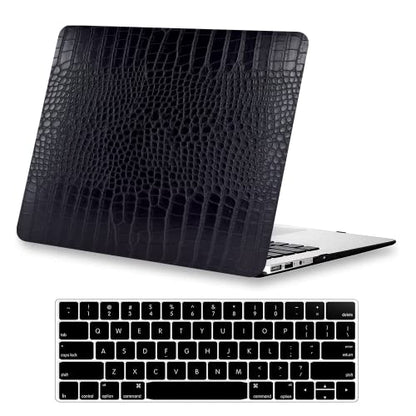 Compatible with Crocodile MacBook Pro 13 Inch Case 2026 2022-2016 M2 M1 A2338 A2289 A2251 A2159 A1989 A1706 A1708, Textured Aligator Skin Snakeskin PU Leather Hardshell & Keyboard Cover, Black - color: # Black Crocodile