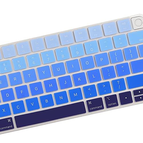 MUBUY Design for Apple iMac 24 Inch Magic Keyboard Cover, Silicone Keyboard Skin for 2021 iMac 24 Touch ID Model A2449 A2450, iMac Magic M1 Chip Keyboard Accessories-Strip Blue - color: Strip blue