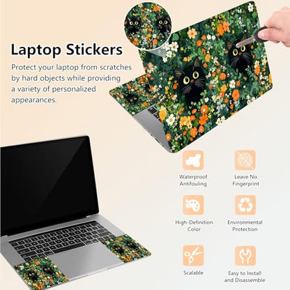 Laptop Skin Sticker Decal 15.6 Inch,12 13 13.3 14 15 15.6 in Laptop Netbook Skins for Notebook,Art Decal Removable Waterproof Scratch Resistant,Universal Vinyl Cover,Cat Couple Floral - color: Cat Couple Floral