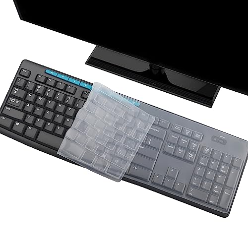 Keyboard Cover Skin for Logitech MK370 MK295 MK275 MK270 Wireless Keyboard, Logitech K200 K260 K270 K275 K295 MK200 MK260 Ultra Thin Desktop PC Silicone Keyboard Cover-Clear - color: Clear