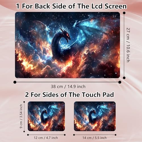 Laptop Skin Sticker Decal 12" 13" 13.3" 14" 15" 15.6",Waterproof Scratch Resistant Vinyl,Reusable Easy to Apply,for MacBook HP Dell Notebooks Netbooks Laptop,2 Wrist Pads,Glitter Dragon Cloud - color: Glitter Dragon Cloud