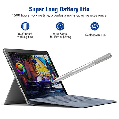 Stylus Pen for HP with 1024 Pressure Sensitivity & 2500hr Battery Life - Digital Pen for HP Omnibook/Envy x360/Spectre x360/Pavilion x360 - Windows 11/Chrome OS Palm Rejection Technology | MPP 1.51 Stylus Pen with Palm Rejection, 2500H Battery Digital Pen