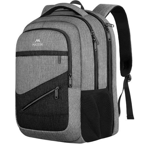 MATEIN Extra Large Laptop Backpack 18 Inch, Airplane Approved Carry On Bag | 50L Travel Backpack with Luggage Strap & Anti Theft Pocket, College Computer Daypack, Gifts for Business Work Men, Grey Black - color: Grey Black, size: 18 Inch