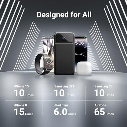 Portable Charger Power Bank 50000mAh- 7 Outputs & 3 Inputs USB-C PD 22.5W Fast Charging Powerbank Battery Pack with Built-in Cables and Ports LED Display for iPhone 16 15 14 13 Samsung Android iPad - size: 50000mAh
